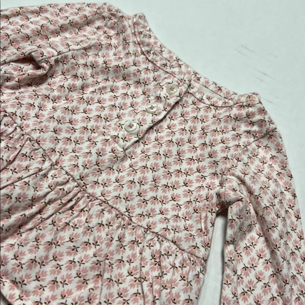 Carter’s pink and white floral long sleeve skirted one piece body suit size 3 m
